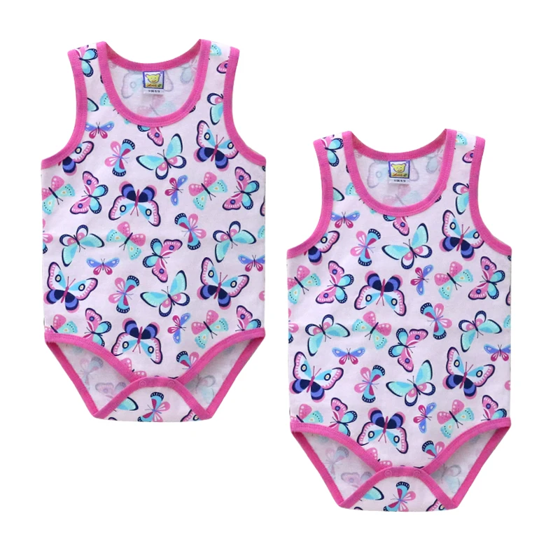 Боди из чистого хлопка для мальчиков и девочек 2 шт./лот летняя одежда без рукавов