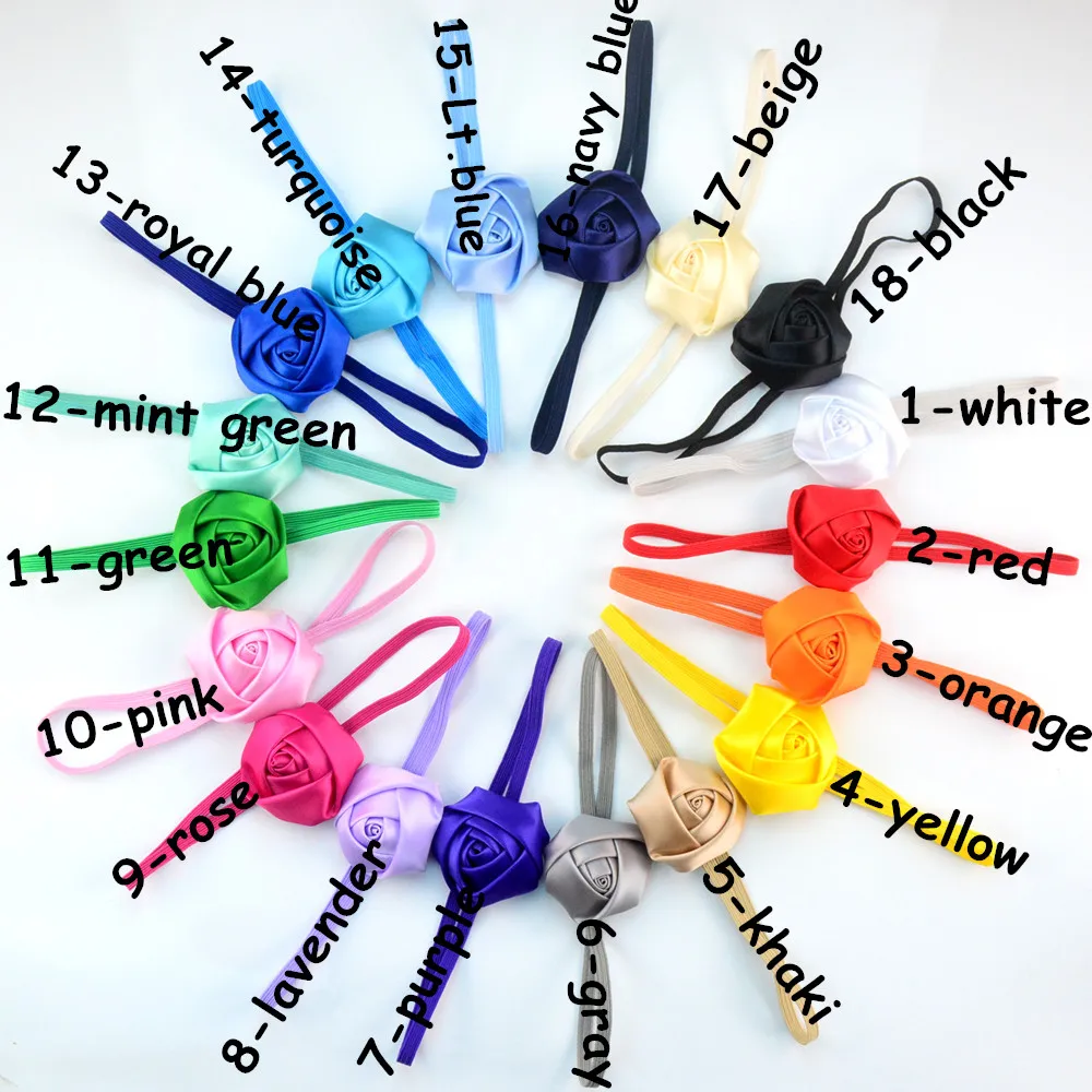 18 шт./лот 5 0 см цветная атласная лента розовый бутон с эластичной тонкой повязкой