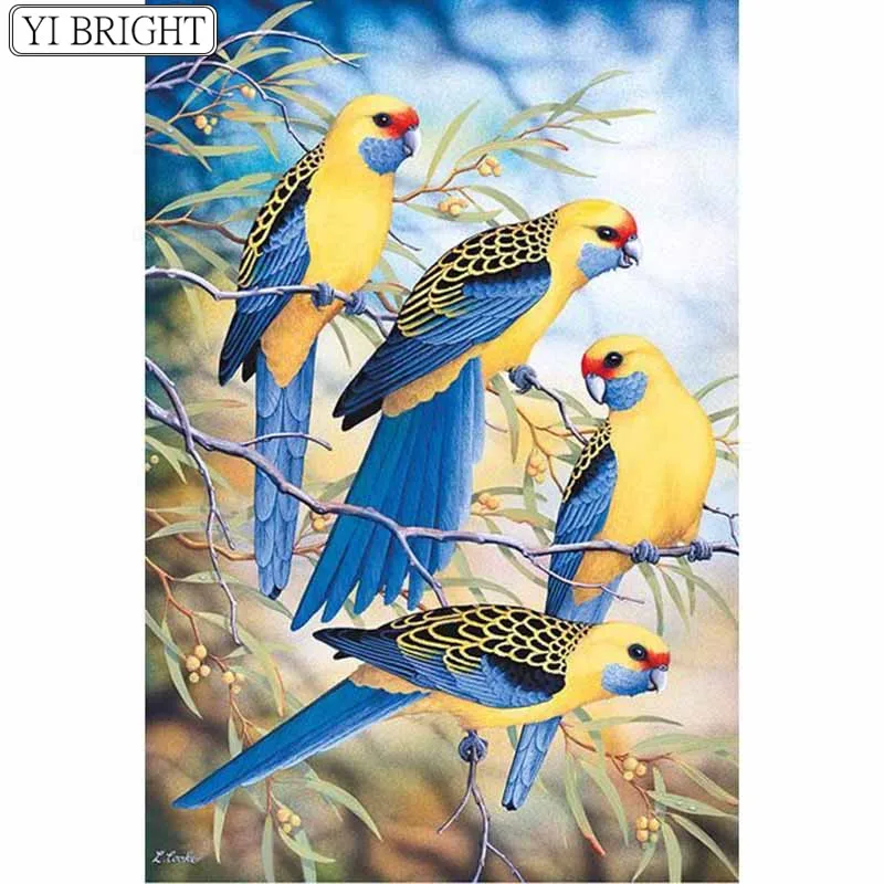 

5D DIY Full Square Diamond Painting Cross Stitch Colored birds on the tree 3D Diamond Embroidery Rhinestone Mosaic Home Decor