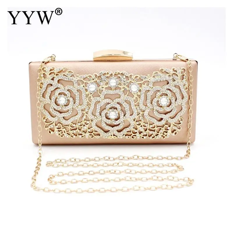 

Champagne Rhinestone Clutch Bags Fashion Beaded Banquet Diamond Day Clutches Elegant Evening Party Handbags Purse Female Clutch