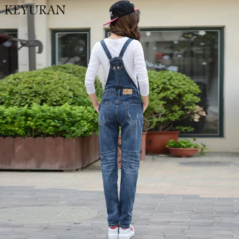 2019 Новинка весны женские комбинезоны Boyfriend Denim комбинезон рваные и пуговицы