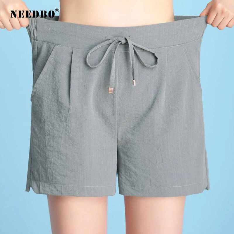 NEEDBO Shorts Women Sexy Office Ladies Summer Shorts For Women Wide Leg Loose Elastic Women Shorts High Waist Casual Plus Size