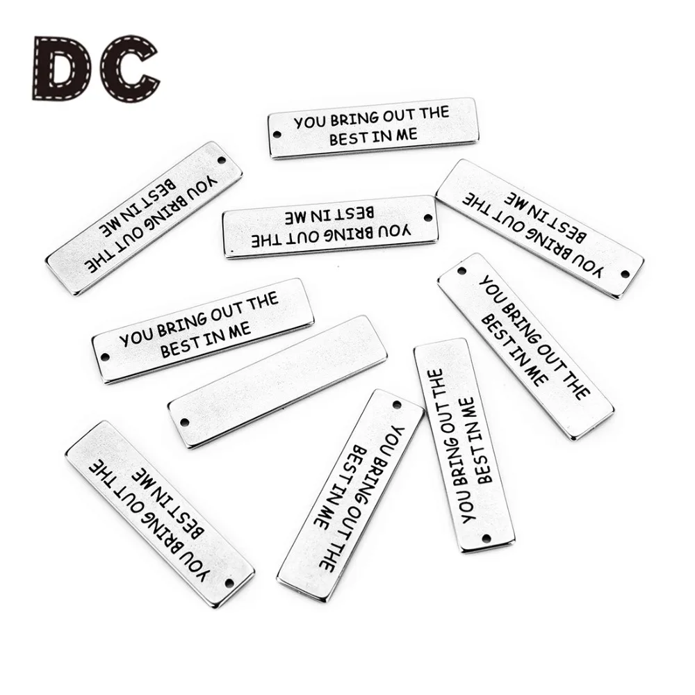 DC 5 шт./партия 10x40 мм Прямоугольный кулон из нержавеющей стали &quotВы извлекаете