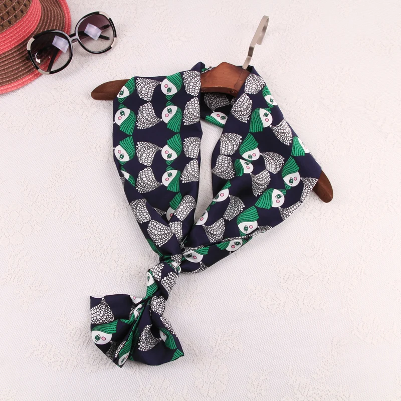 New Summer spring silk scarf women fashion ladies scarves printing female long narrow bag strip small towels tie |