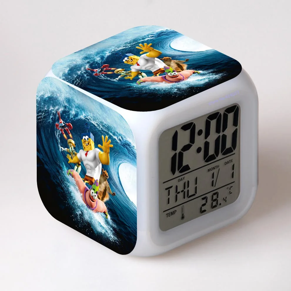 Губка из воды 3D Будильник ЖК дисплей время день дата месяц светодиодный