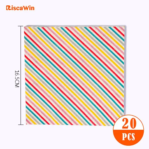 RiscaWin 10 шт. кактус тарелки для вечеринки/чашки/соломы День рождения Свадебные принадлежности украшения одноразовые тарелки для торта для предродовой вечеринки - Цвет: Colorful Line Napkin