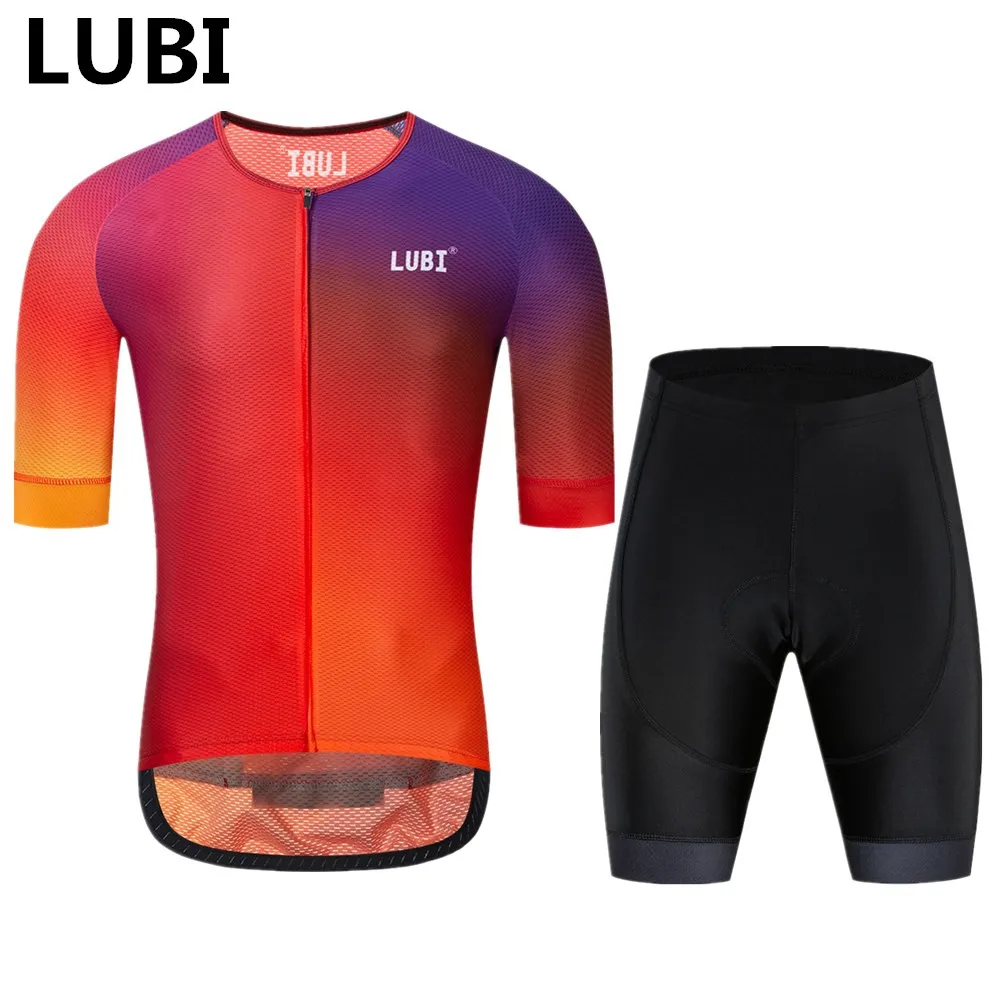 jersey and short LUBI Pro Team, мужская летняя велосипедная майка, короткий комплект, одежда с высокой плотностью, губчатая подкладка, MTB, комплекты одежды, велосипедная одежда, дорожный костюм - Цвет: jersey and short