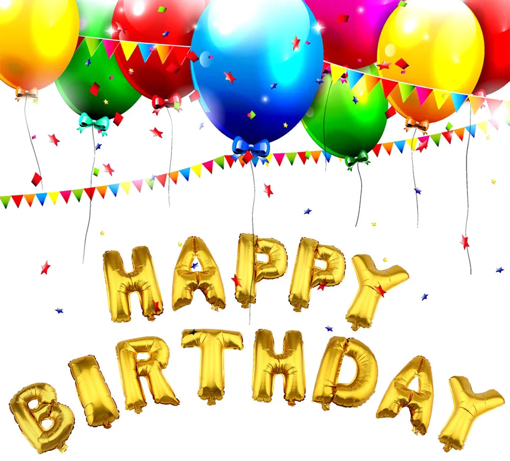 Happy День Рождения Украшения Буквы Алфавита Алюминий Фольга Шарики Мероприятия