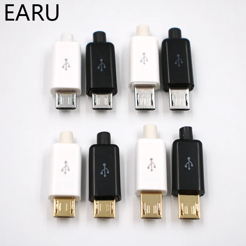 10 шт. 6 мм 8 мм Micro USB 5PIN сварочный Тип штекерные разъемы зарядное устройство 5P хвост разъем для зарядки 4 в 1 Белый Черный позолоченный