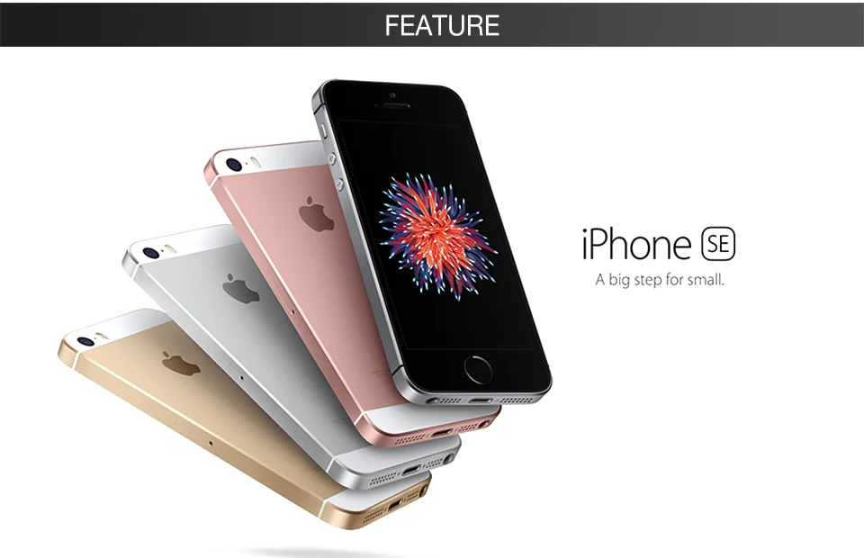 Разблокированный Apple iPhone SE 4 аппарат не привязан к оператору сотовой связи для мобильных телефонов на базе iOS A9 двухъядерный процессор, 2G Оперативная память 16 GB/64 GB Встроенная память 4," 12.0MP смартфон с отпечатками пальцев