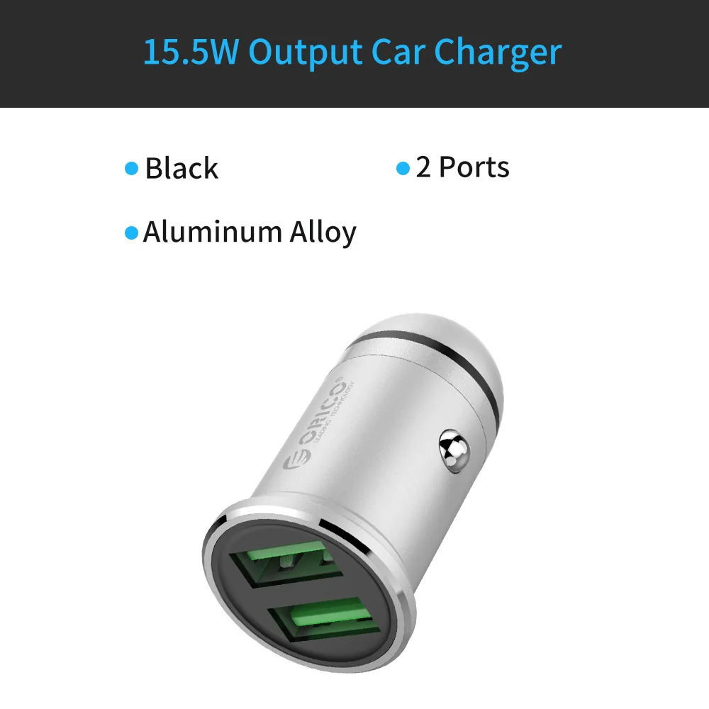 ORICO мини USB Автомобильное зарядное устройство с двойным выходом 15,5 Вт макс зарядное устройство для мобильного телефона для samsung huawei Xiaomi Tablet - Тип штекера: UPI 15.5W Silver