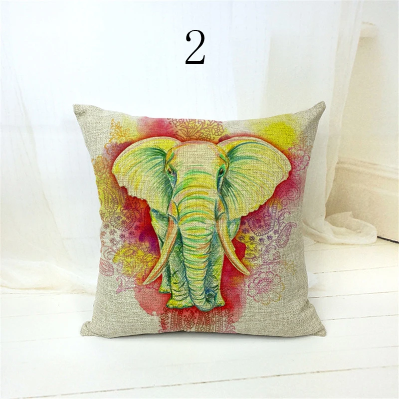 Новинка наволочка из хлопка и льна подушка с принтом слона мультфильма домашний