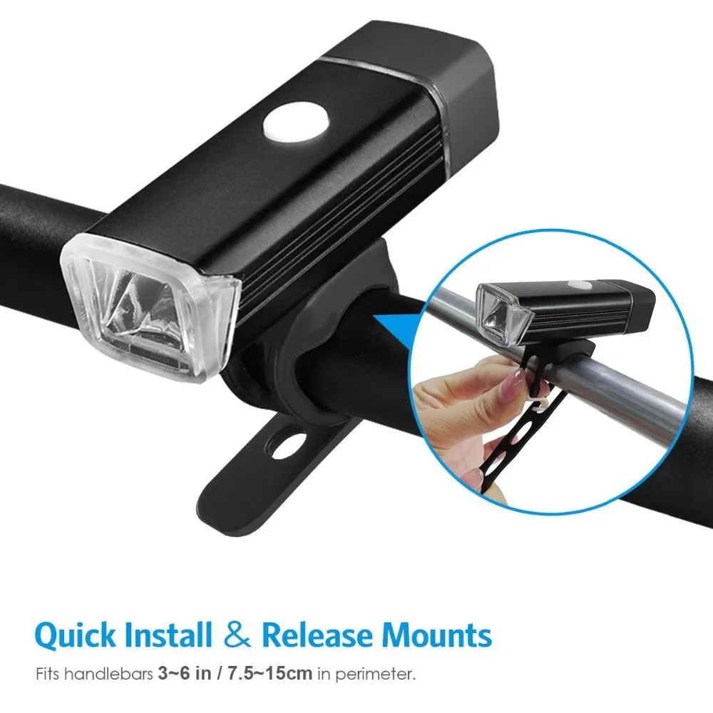 XC USHIO USB Rechargeable LED Bicycle Light Set Front Headlight Bike Lamp Caution TailLight Waterproof Accessories | Спорт и