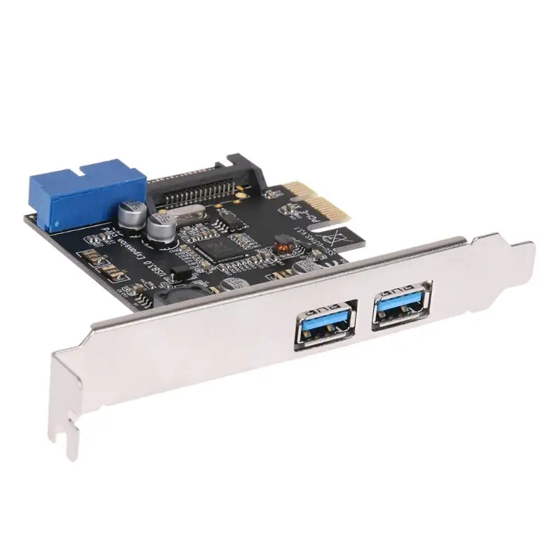 Горячая Распродажа-2 порта Usb 3,0 Pci-E карта расширения Внешний Usb3.0 Pcie карта адаптер с 2 модулем питания чип для настольного ПК компьютера