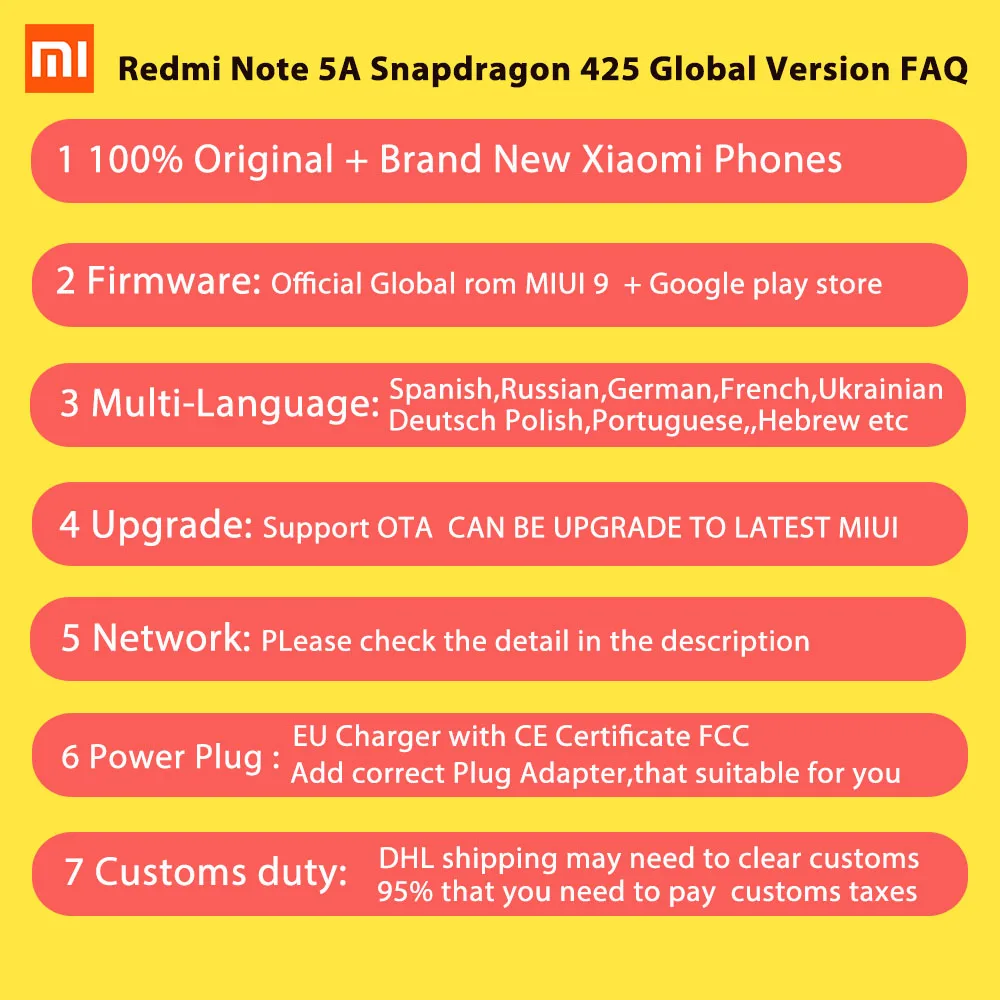 Глобальная версия Xiaomi Redmi Note 5A 5 2 ГБ 16 мобильный телефон Snapdragon 425 4 ядра Процессор 5.5