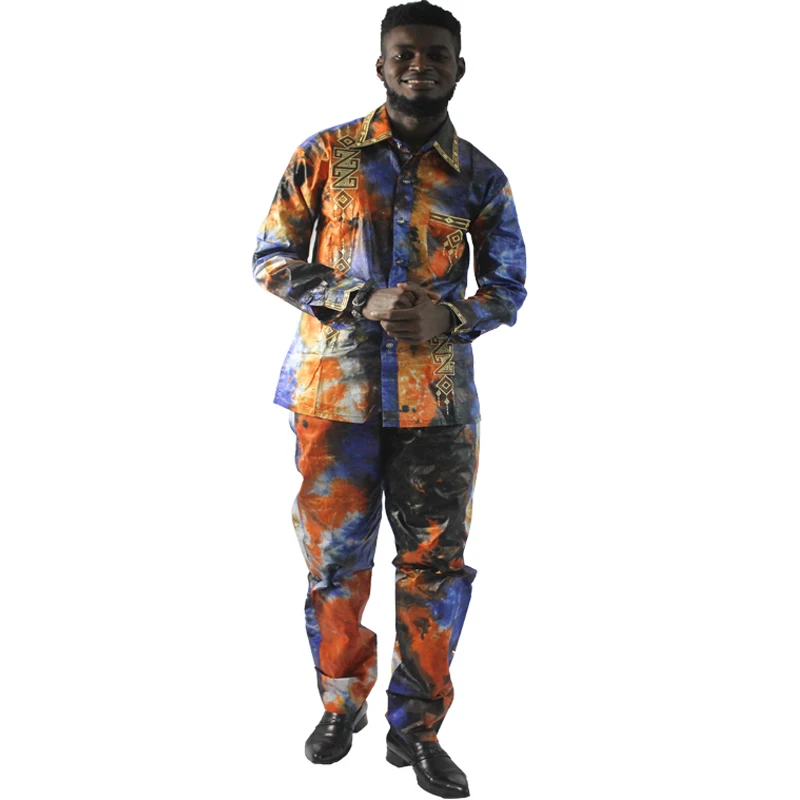 MD африканские мужские комплекты одежды рубашки с брюками костюмы длинным