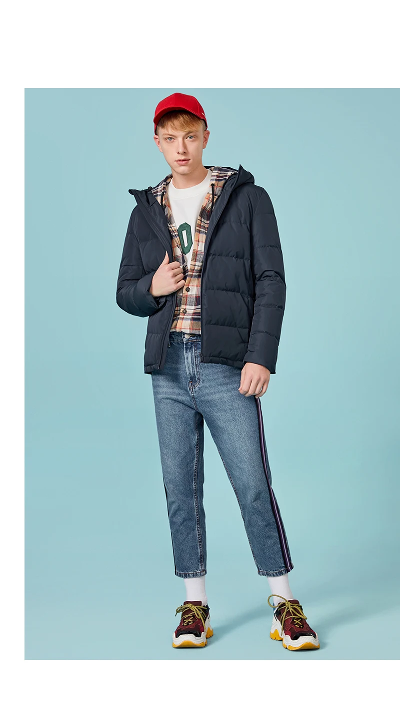 SEMIR, зимняя мужская куртка, новинка, пара, плотные пальто, 90% утиный пух, ультра-светильник, тонкий, с капюшоном, с хлопковой подкладкой, однотонная верхняя одежда для мужчин