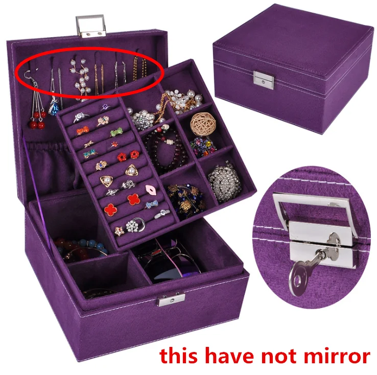 705 new purple Новые женские высококачественные бархатные двухслойные кольца для ожерелья и т. д. органайзер для макияжа кубики ювелирные изделия дисплей/коробки для украшений для девочек 705 - Цвет: 705 new purple