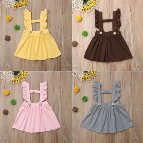 Милые детские комбинезоны для маленьких девочек одноцветные подтяжки платье
