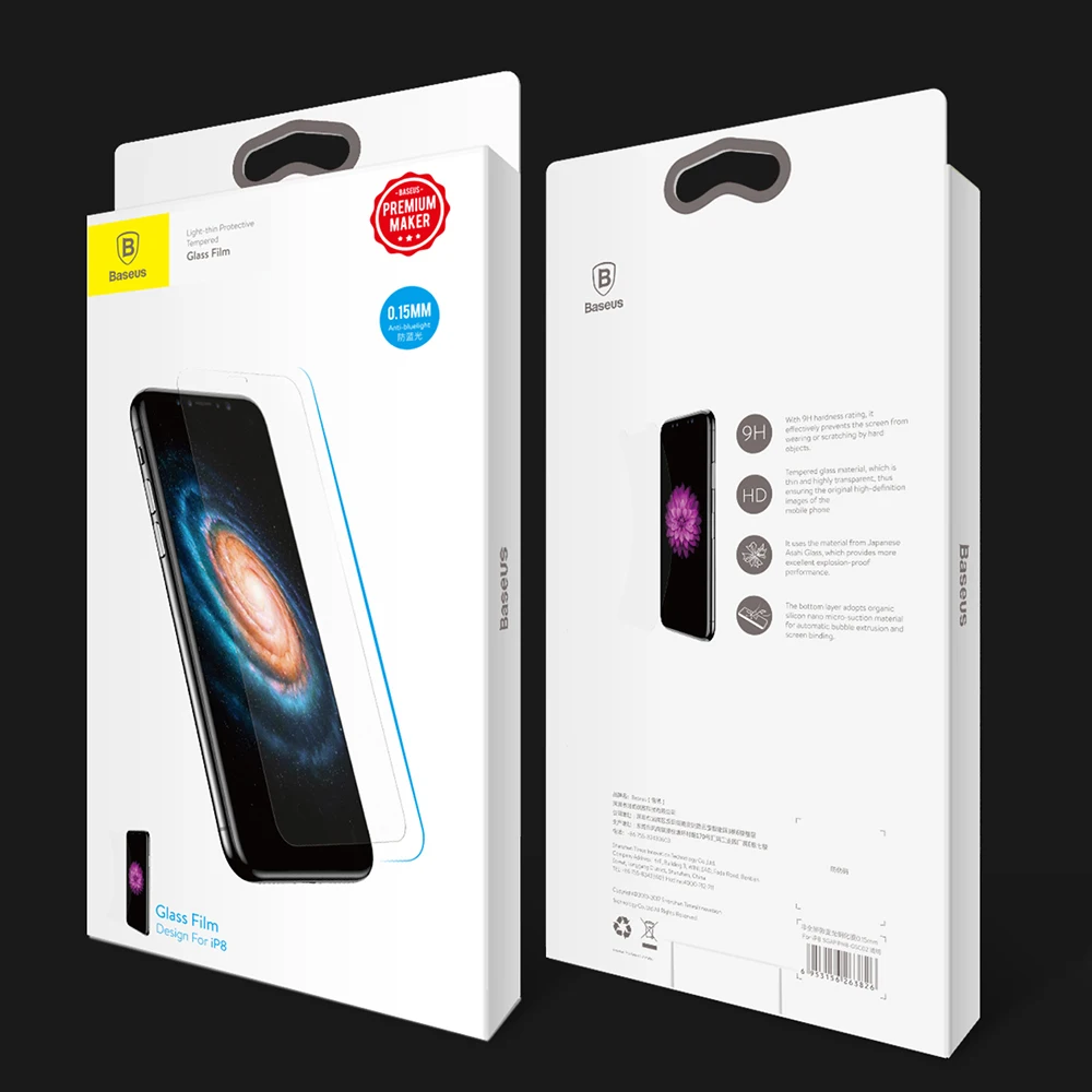 Защитная пленка Baseus 0,15 мм для iPhone X из закаленного стекла, ультратонкое защитное стекло 9H с защитой от царапин для iPhone X, фронтальная пленка