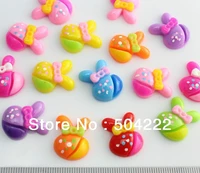 200pcs lovely hand paint easter bunny rabbit with bow resin cabochon for kawaii decoden diy projects sz0388
