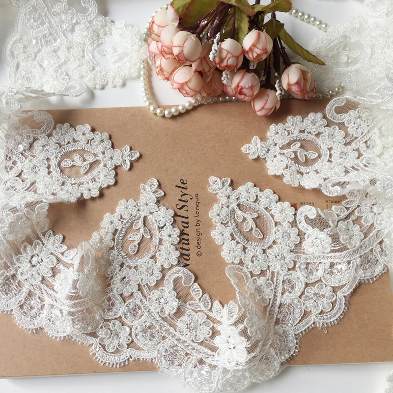 3 ярда/партия кружевная отделка для свадебного платья|lace embroidery|white lace trimlace trim |