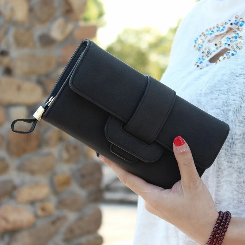 Модный длинный Стильный Простой женский кошелек из матовой кожи винтажный