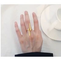 jing yang new creative simple opening double word geometric ring environmental protection copper material ring opening ring tail