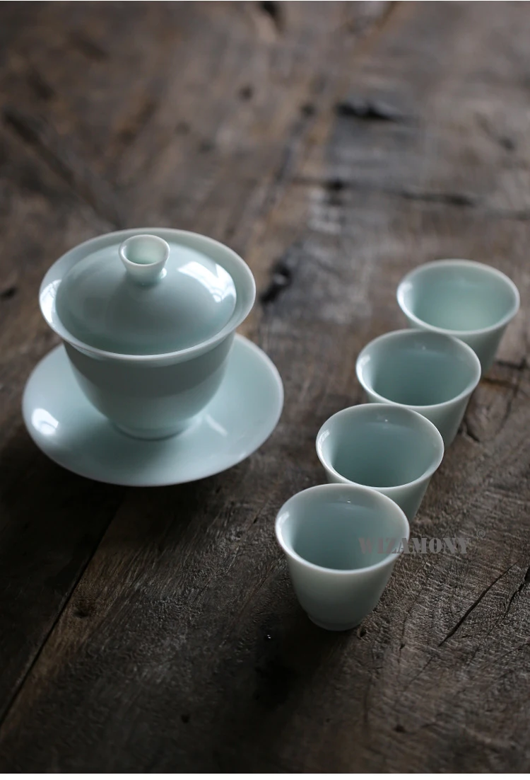 WIZAMONY Цзиндэчжэнь китайский чайный набор кунг-фу gaiwan чайный горшок чайная чашка чайная посуда чайные наборы чайные сервизы celadon керамический Пуэр чайная чашка посуда для напитков