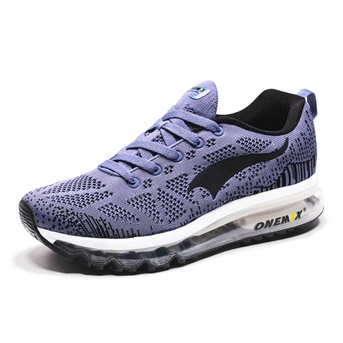 GRAY-1118B-MEN ONEMIX Hot Sale Men Road Running Shoes Breathable Runner Athletic Sneakers Women Air Cushion Running Shoes Outdoor Walking Shoes - Color: GRAY-1118B-MEN
