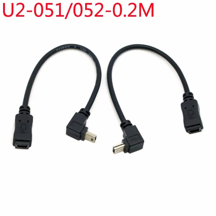 100 шт./лот 90 градусов вверх и Подпушка Направление Угловой Mini USB 5 Булавки мужчин и женщин удлинитель 0.2 м 20 см короткий кабель