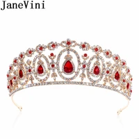 janevini sparkly baroque crystal bridal crown tiaras women hair jewelry green royal blue gold silver bride wedding headpieces