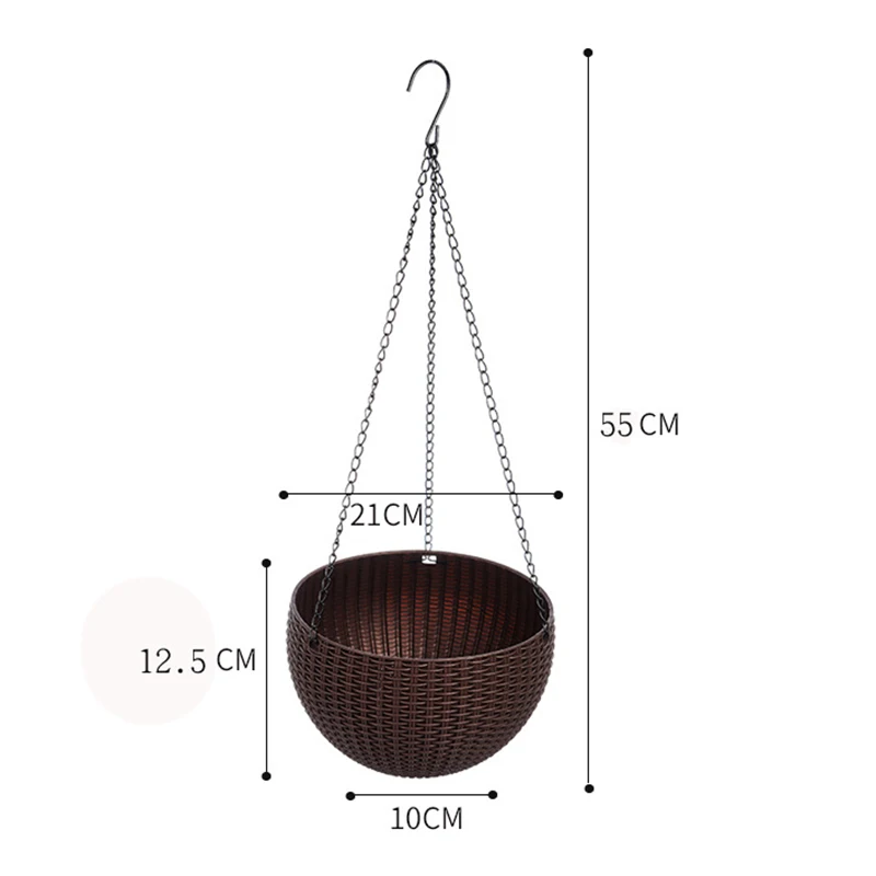 Лучший подвесной цветочный горшок корзина круглый ротанг пластик Прочный для