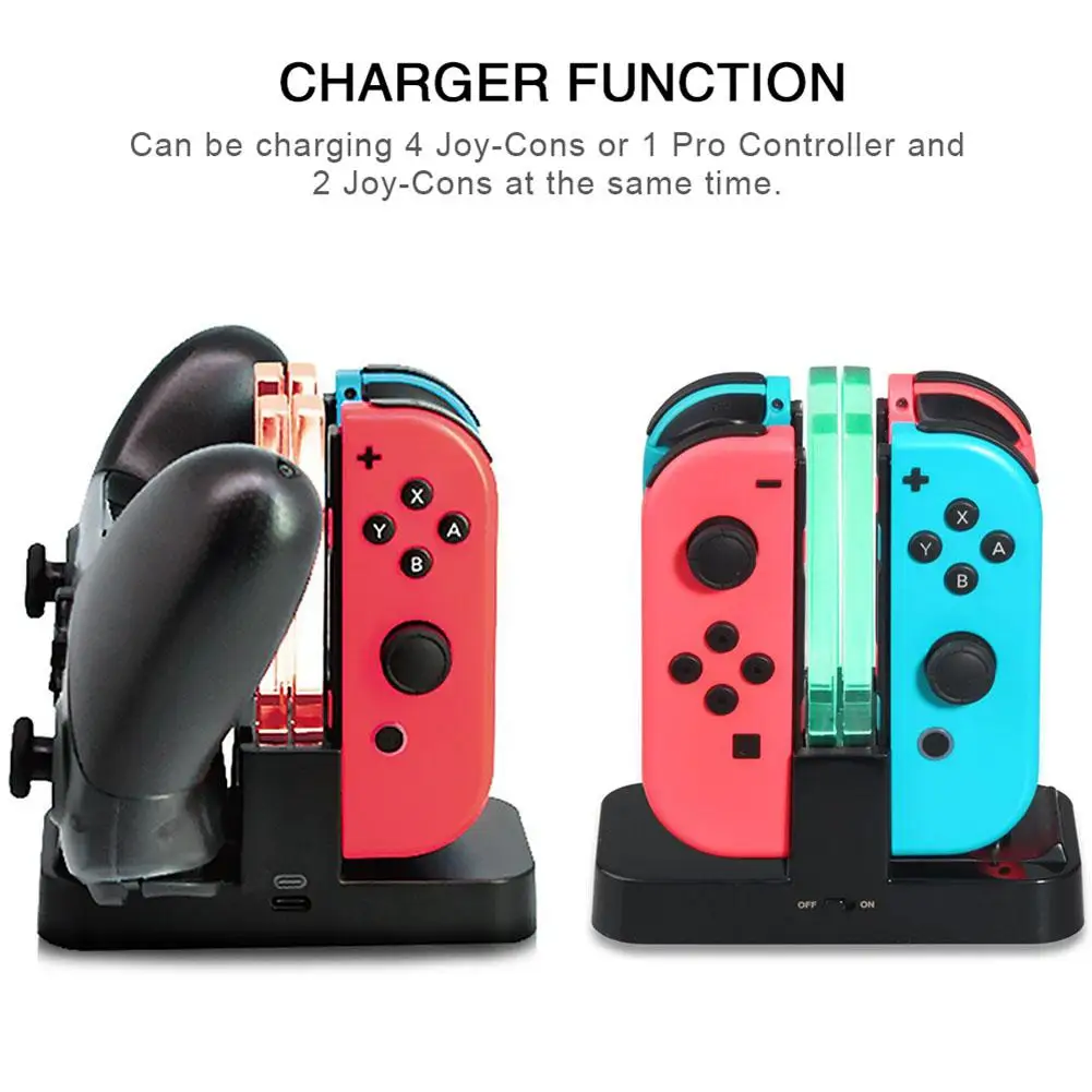Зарядная док-станция EastVita 4 в 1 для консольных контроллеров Joy-Con портативная