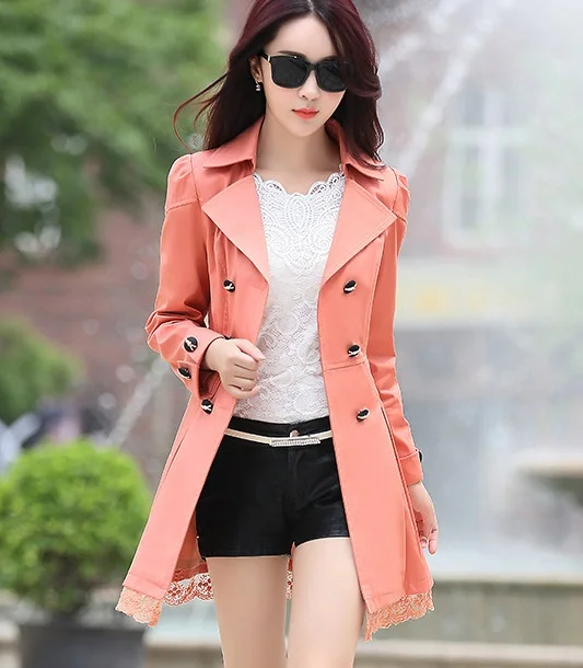 autumn/spring women's clothing coat outerwear jacket european slim lace design M-3xl size 8 color | Женская одежда