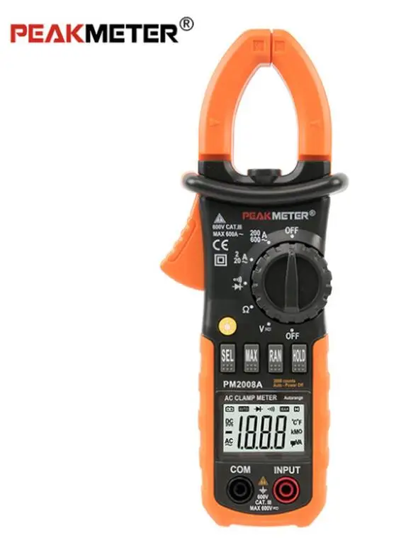 MS2008A PEAKMETER MS2008A/MS2008B Профессиональный цифровой AC 600A клещи подсветка Multimetro зажимы утечки с черной сумкой - Цвет: MS2008A