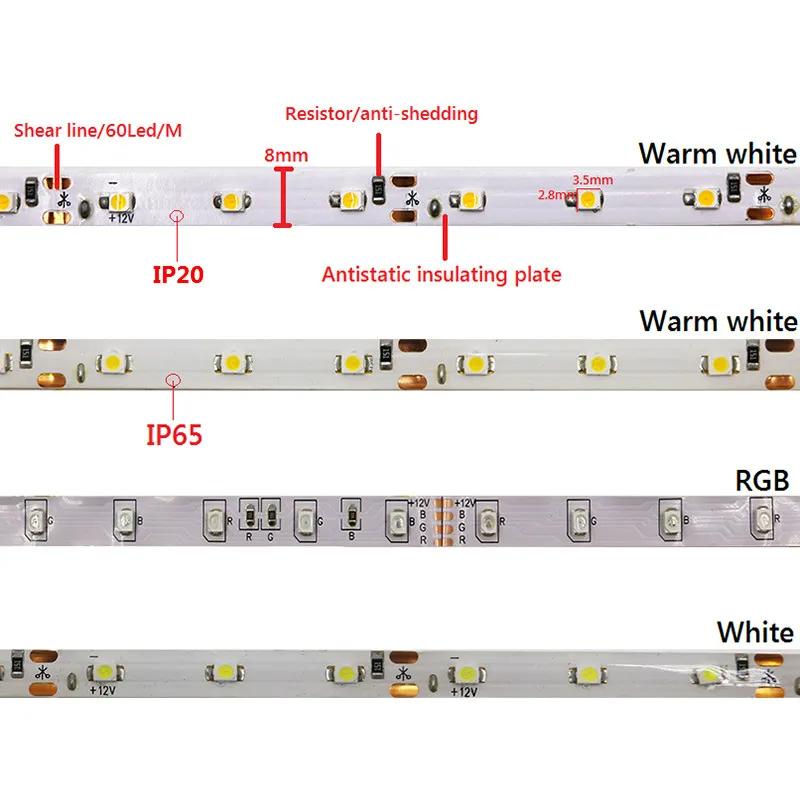 LED Strip 2835 60LEDs/m No Waterproof / DC12V Flexible Light 3528 Tape 5m/lot.. | Лампы и освещение