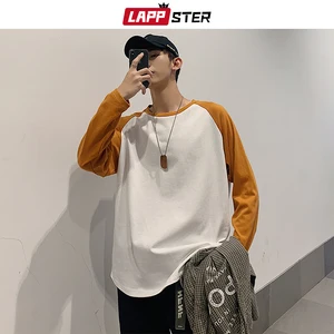 Мужская Уличная футболка LAPPSTER, футболка с длинным рукавом в стиле Харадзюку, смешная футболка Over size d Kpop 2021, размер размера плюс