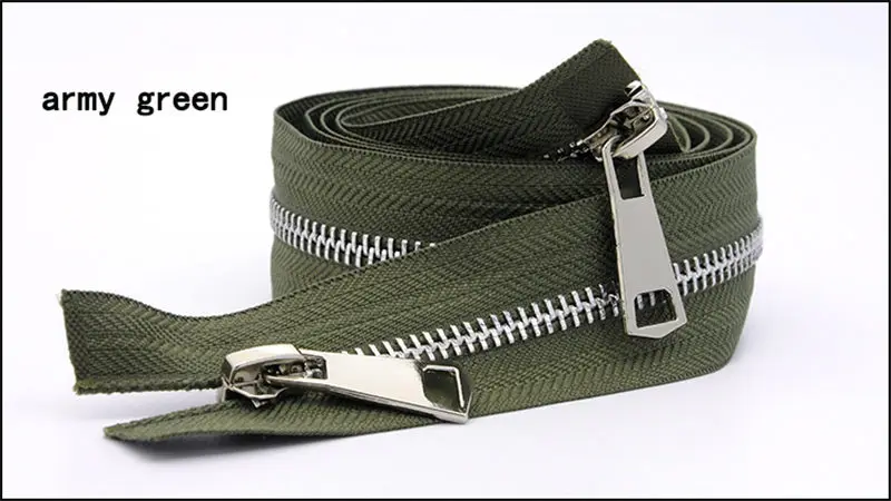 army green Meetee 120 см 5# Двойные ползунки Металлические молнии DIY пуховики пальто двойной открытый конец длинная молния аксессуары для одежды 12 цветов A3-8 - Цвет: army green