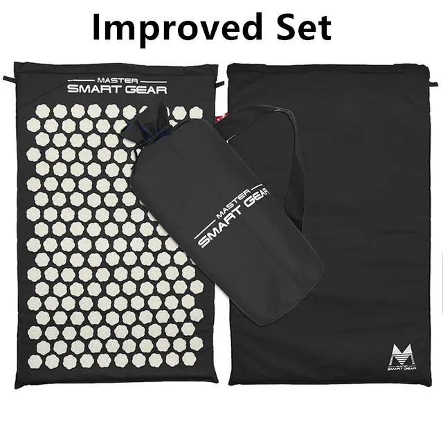 improved set-black Акупрессура коврик Mssage Набор ковриков и подушка набор для облегчения боли в спине/шее и расслабления мышц снимает стресс, Sciatic Pain - Цвет: improved set-black