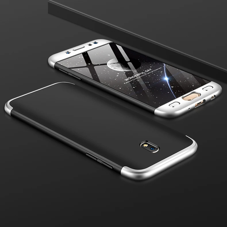 Black with Silver Для samsung J7 J730F чехол J730 матовый 360 градусов Полная защита жесткий чехол для samsung Galaxy J7 J72017 SM-J730F - Цвет: Black with Silver