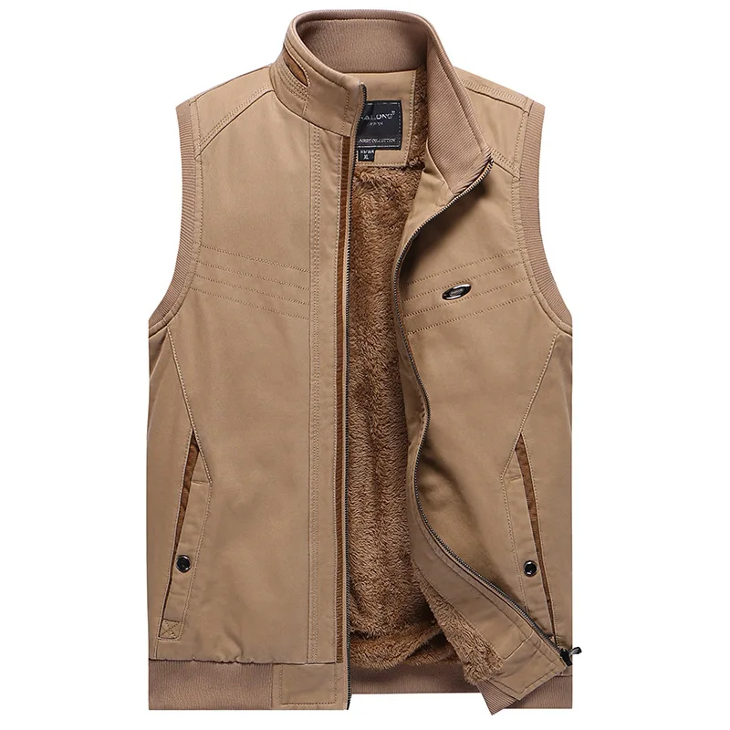 

New 2019 Men Vest Stand Collar Causal Male Cotton Waistcoat Plus Size L-XXXL Winter Warm Vest Men Thicken Fleece Homme Vests