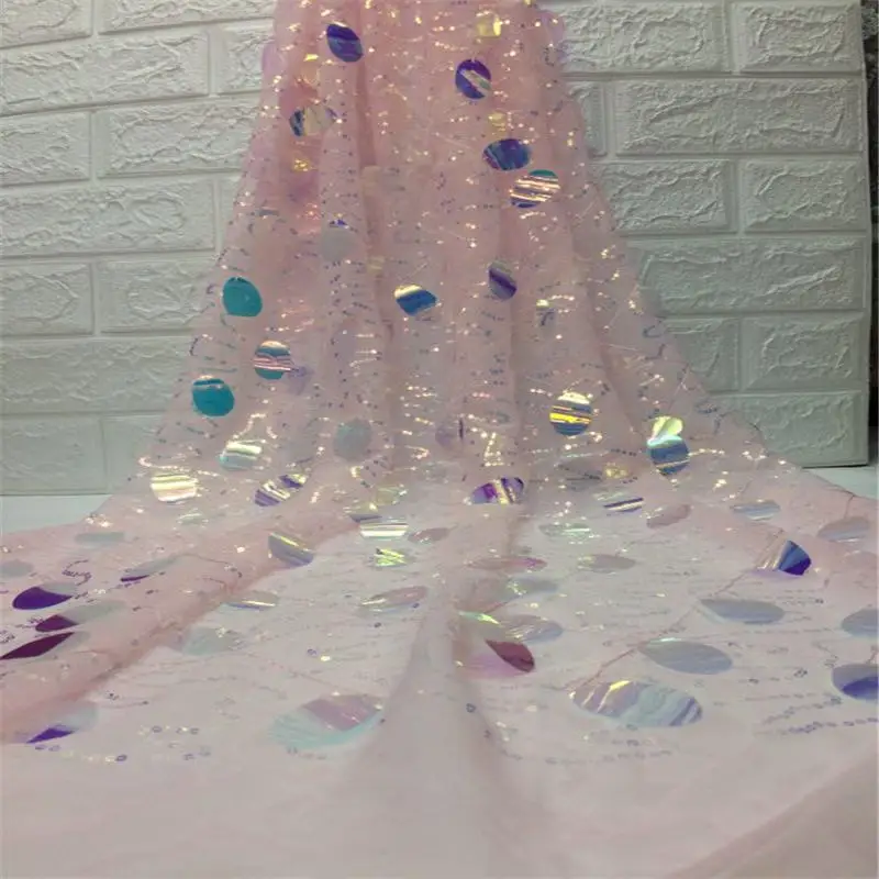 Golden Shining Sequins French Lace Fabrics With Beads 3D Flowers African Tulle Net Fabric For Wedding Party Dress JX2424B-3 | Дом и сад