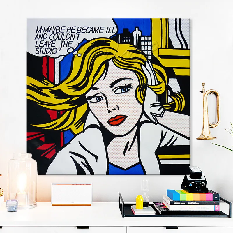 Koop Lichtenstein Pop Art Cartoon Olieverfschilderij Hand Geschilderde Muur Foto Voor Woonkamer Andy Warhol Thuis Decor 4