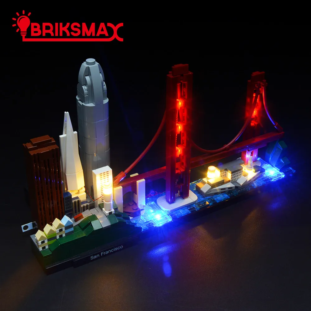BriksMax Led Light Up Комплект для архитектурных строительных блоков Сан-Франсиско, совместимых с 21043(не включает модель