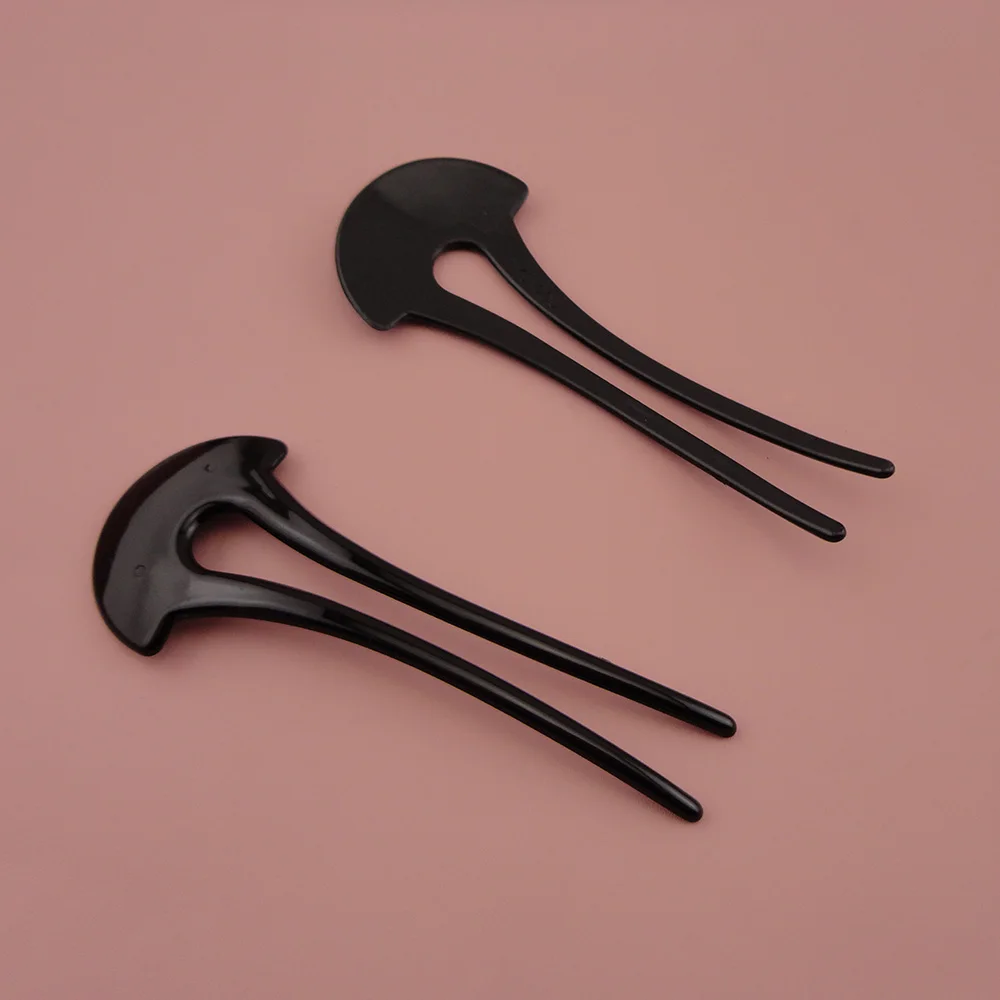 

12PCS 4.5cm*12.0cm 4.7" length Black Plain ABS Plastic Two teeth Hair Forks sticks for Long Hair DIY hair accessories