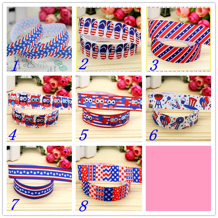 

7/8'' Free shipping love owl 4th of july printed grosgrain ribbon hairbow headwear party decoration diy wholesale OEM 22mm D288