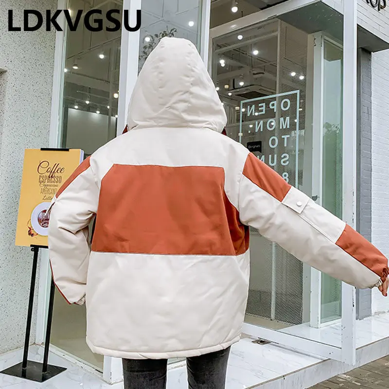 Женское хлопковое пальто свободная куртка с капюшоном большого размера в