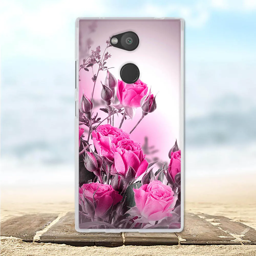 Силиконовый чехол для Sony Xperia L2 мягкий из ТПУ dual с цветочным узором 3D 5 дюйма чехлы