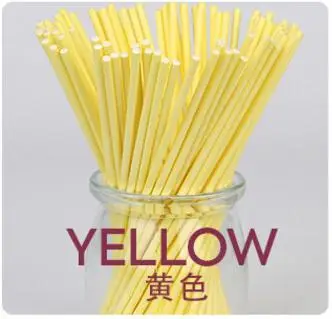 Yellow 100 шт./лот Карамельный цвет Бумага леденец на палочке присоски палочки для торта конфеты Popcake, 10*3,5 см домашней выпечки товары gyh - Цвет: Yellow